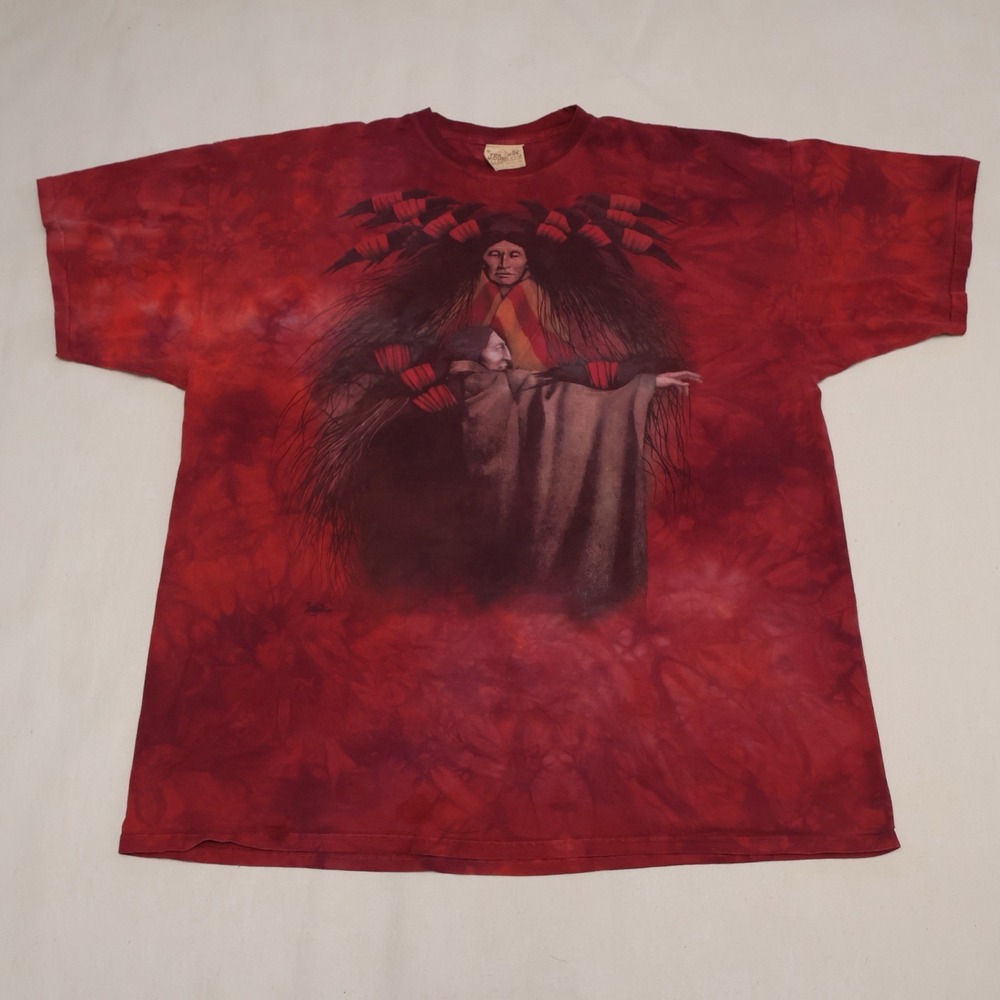Vintage 90s The Mountain Native American Tie Dye T Shirt XXXL 3XL USA Graphic